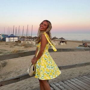 PRINTED LINEN BLEND MINI DRESS